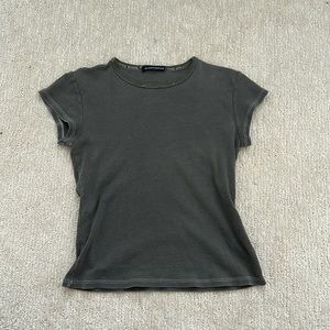 Brandy Melville gray striped baby tee